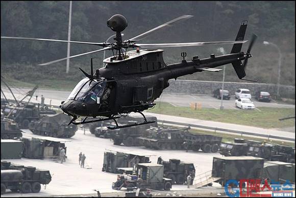 이륙중인 OH-58 정찰헬기